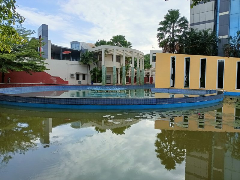 Campus pool side view