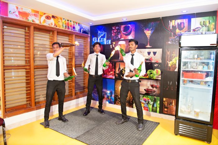 Students performing stunts