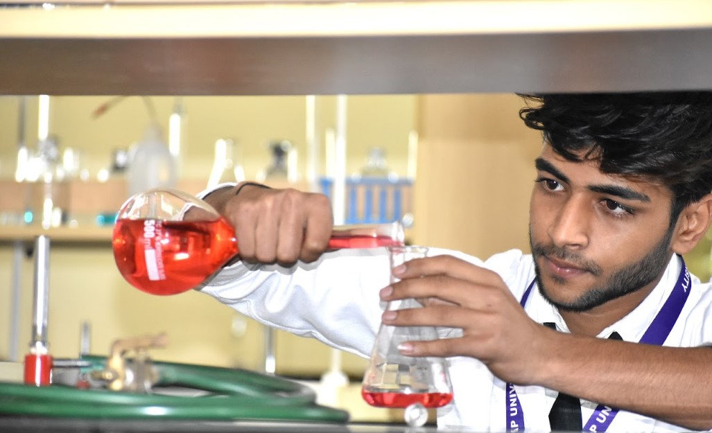 Student doing practical
